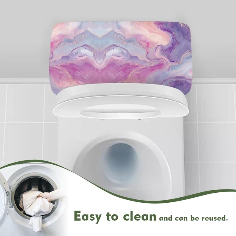 Tesivruno Marble Print Toilet Tank Lid Cover with Elastic Edge, Stain-Proof Decorative Cover for Bathroom, Fits Most Standard Toilets Tanks, Pink Violet - Image 4